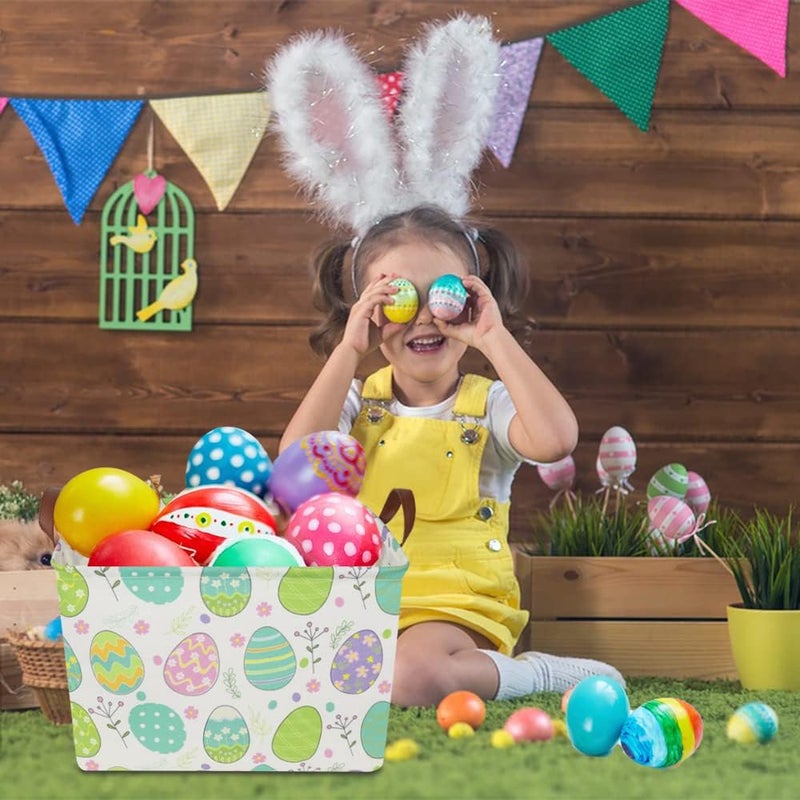 NTAOHAMPER Large ,Empty,Rectangular Colerful Eggs Basket for Boys and Girls Gift,Kids Toy Storage Bin with Hand Painted easter eggs,Baby Room Decor (Easter Basket) - Image 4